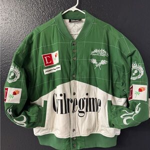 Civil Regime Racing Style Green & White Bomber Jacket